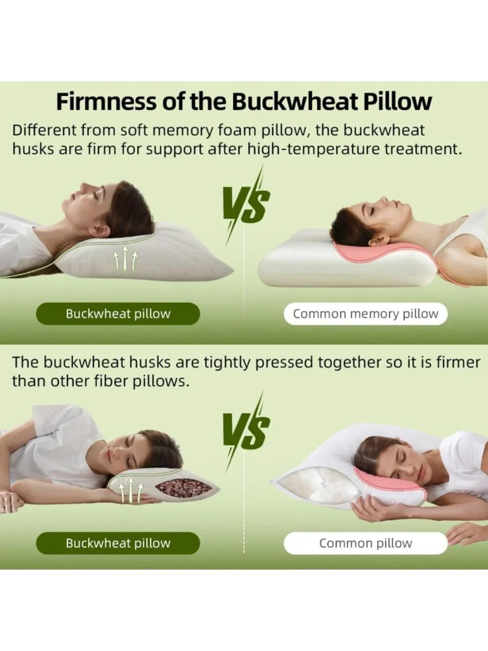 Organic Buckwheat Pillow 20x26 | Adjustable Height | Neck Support & Comfort